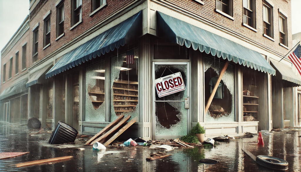 Business closed after natural disaster in Oklahoma.