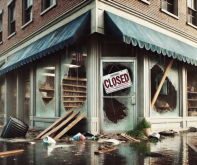 Business closed after natural disaster in Oklahoma.