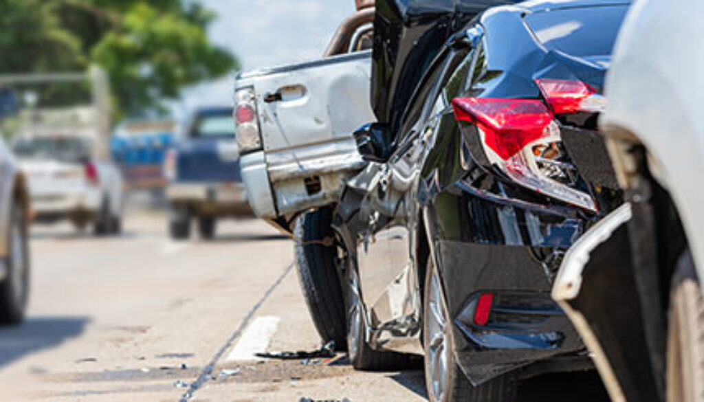 Three-car accident on a public road in Tulsa, Oklahoma involving rear-end damage
