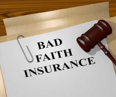 Bad faith insurance concept with legal gavel on a desk